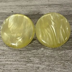 Vintage Yellow Button Earrings Clip On Earrings